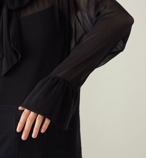 quaranciel「quaranciel:〈洗濯機可能〉チュール シアー ボウタイ プルオーバー」|Tシャツ・カットソー|