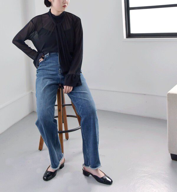 quaranciel「quaranciel:〈洗濯機可能〉チュール シアー ボウタイ プルオーバー」|Tシャツ・カットソー|