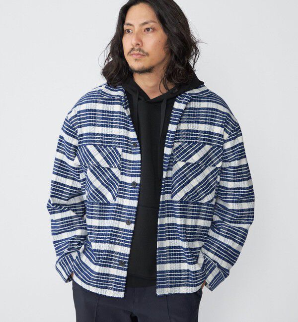 SHIPS「【WEB限定】SHIPS: モール チェック ダブルポケット CPO シャツ ジャケット」|ミリタリージャケット|ネイビー