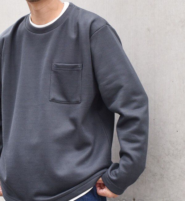 SHIPS any「SHIPS any: パールワッフル フェイクレイヤード Tシャツ (ロンT)◇」|Tシャツ・カットソー|ダークグレー