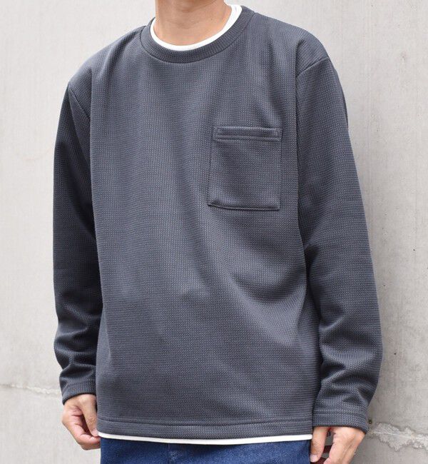 SHIPS any「SHIPS any: パールワッフル フェイクレイヤード Tシャツ (ロンT)◇」|Tシャツ・カットソー|