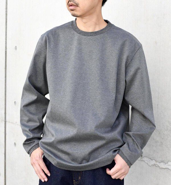 SHIPS any「SHIPS any: スムースコットン クルーネック Tシャツ (ロンT)◇」|Tシャツ・カットソー|チャコールグレー