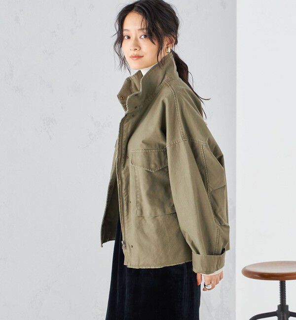 SHIPS for women「〈洗濯機可能〉ミリタリー バックサテン スタンドカラー ブルゾン」|ミリタリー・モッズコート|