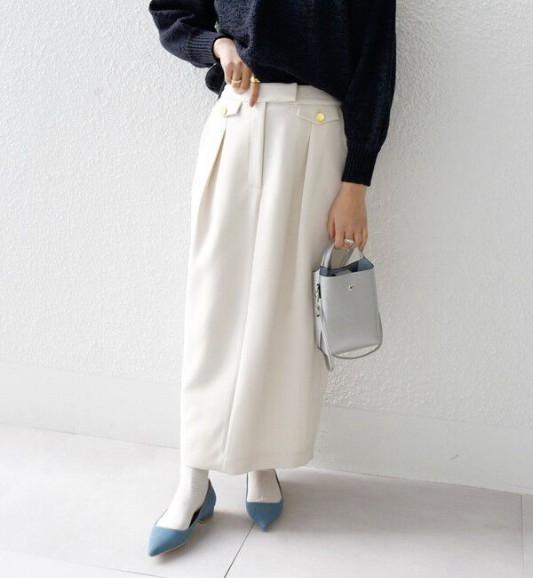 SHIPS any「SHIPS any:〈洗濯機可能〉ダブルクロス Iライン タック スカート［NAVY BLUE］」|スカート|