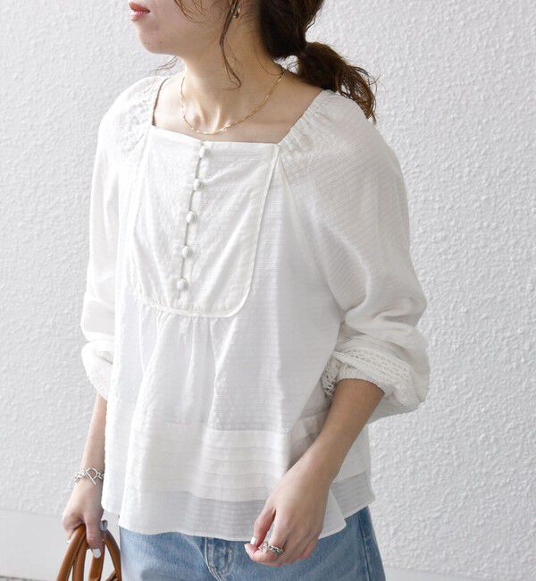 SHIPS any「SHIPS any:〈洗濯機可能〉ヘムタック スクエア ネック ブラウス」|シャツ・ブラウス|