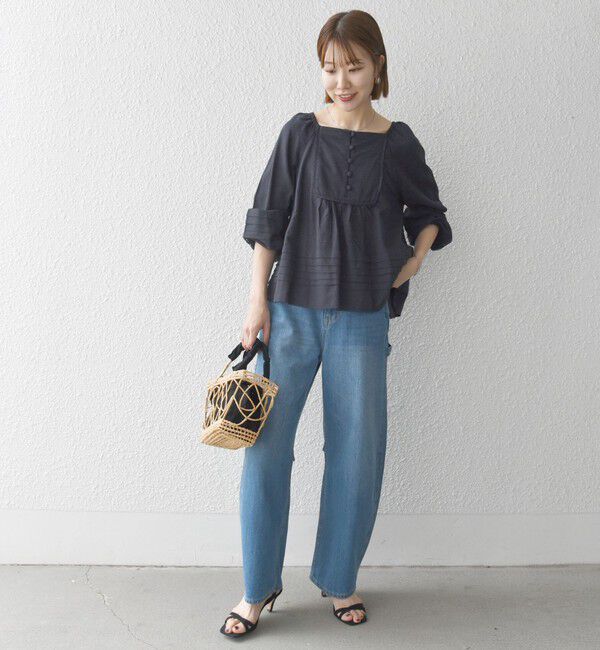 SHIPS any「SHIPS any:〈洗濯機可能〉ヘムタック スクエア ネック ブラウス」|シャツ・ブラウス|