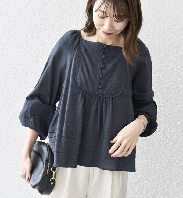 SHIPS any「SHIPS any:〈洗濯機可能〉ヘムタック スクエア ネック ブラウス」|シャツ・ブラウス|