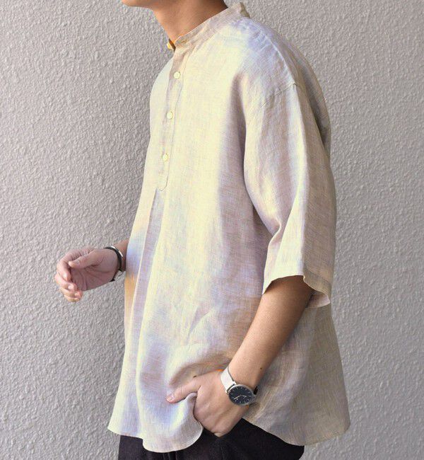 SHIPS any「SHIPS any: ピュアリネン バンド スキッパー ハーフスリーブ プルオーバー シャツ 25SS◇」|シャツ・ブラウス|