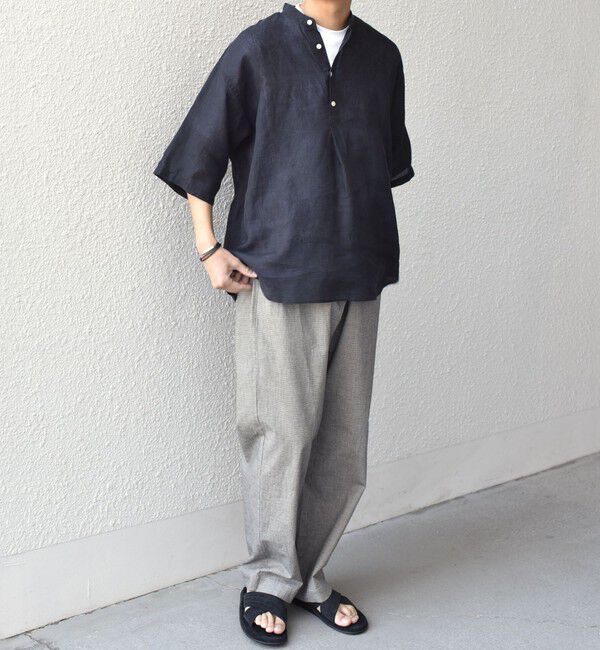 SHIPS any「SHIPS any: ピュアリネン バンド スキッパー ハーフスリーブ プルオーバー シャツ 25SS◇」|シャツ・ブラウス|