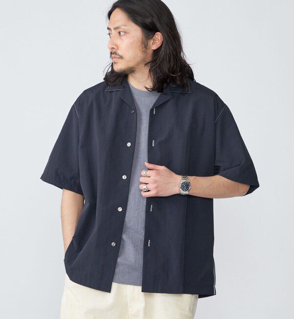 SHIPS「SHIPS: ナイロン ステッチ オープンカラー シャツ」|シャツ・ブラウス|