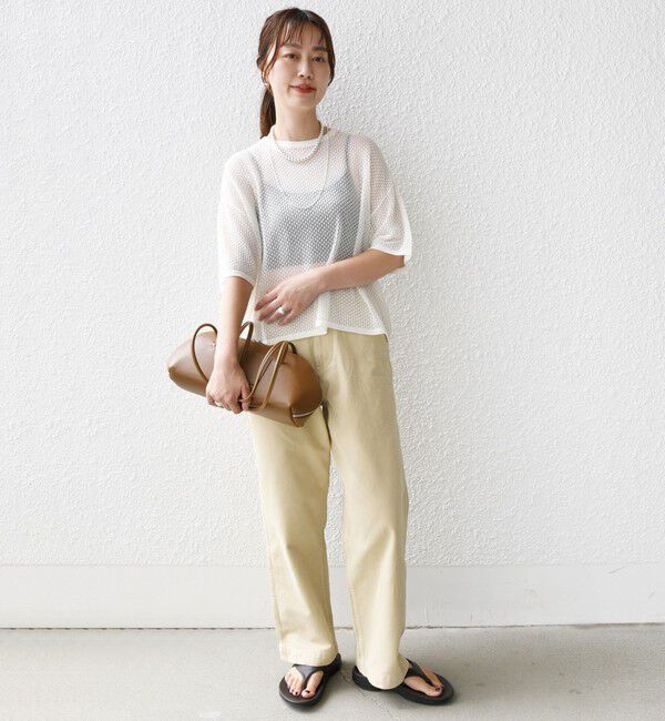 SHIPS for women「〈手洗い可能〉メッシュ編 半袖 ニット プルオーバー」|ニット・セーター|