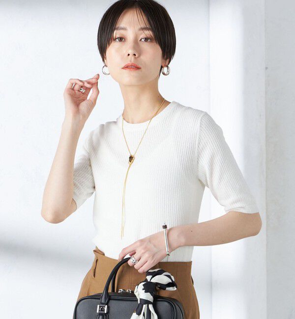 SHIPS for women「〈手洗い可能〉コットン ナイロン リブ ニット TEE」|ニット・セーター|