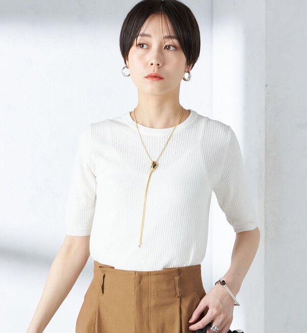 SHIPS for women「〈手洗い可能〉コットン ナイロン リブ ニット TEE」|ニット・セーター|