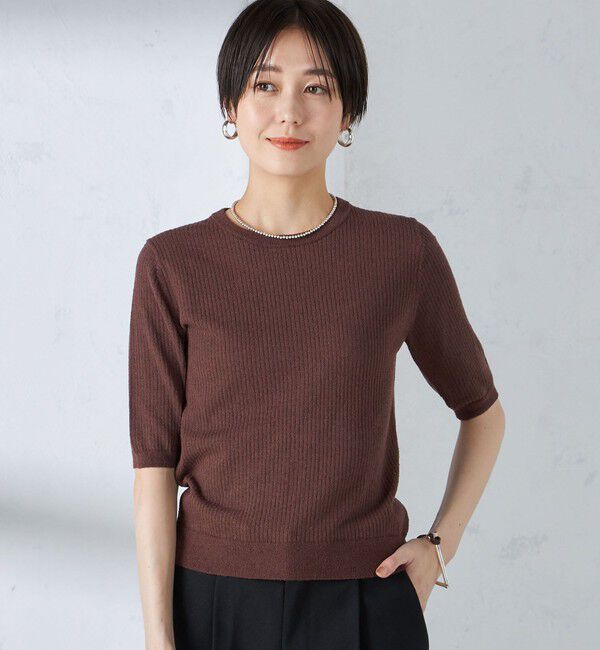 SHIPS for women「〈手洗い可能〉コットン ナイロン リブ ニット TEE」|ニット・セーター|
