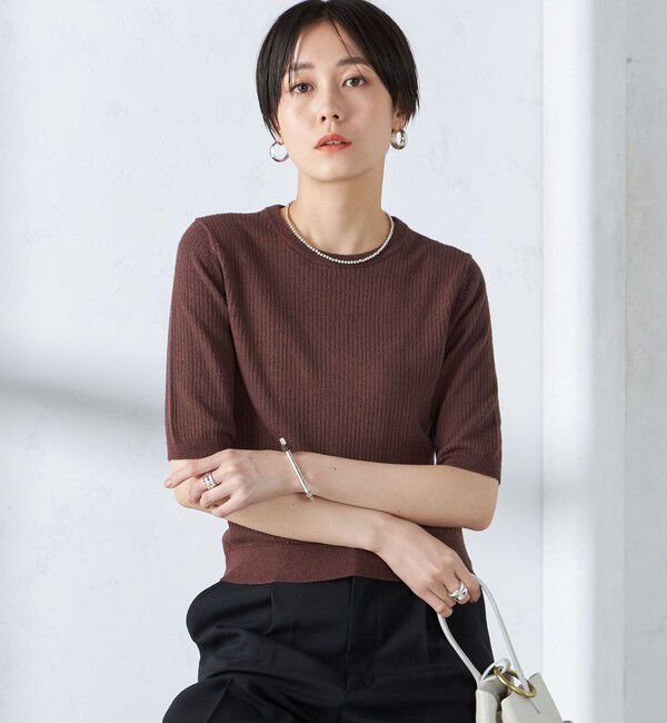 SHIPS for women「〈手洗い可能〉コットン ナイロン リブ ニット TEE」|ニット・セーター|