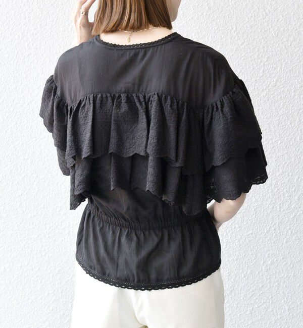 SHIPS any「bon_meur:〈洗濯機可能〉レース ヨーク ペプラム フリル ブラウス」|シャツ・ブラウス|