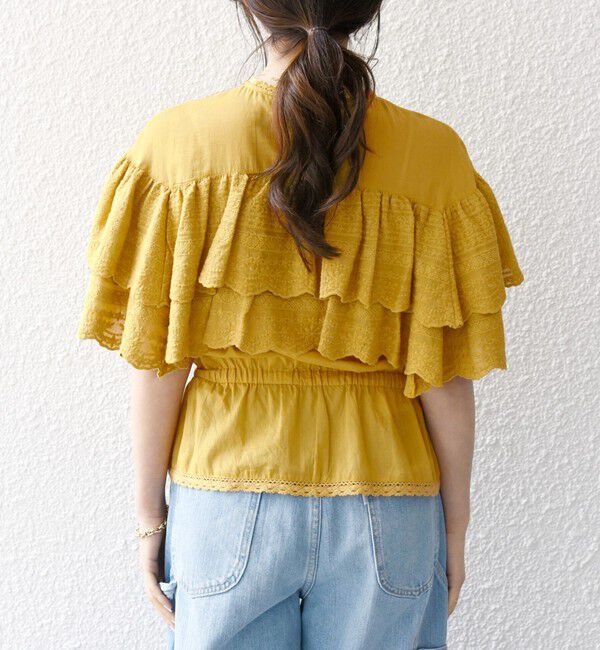 SHIPS any「bon_meur:〈洗濯機可能〉レース ヨーク ペプラム フリル ブラウス」|シャツ・ブラウス|