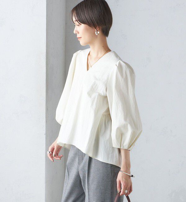 SHIPS for women「〈手洗い可能〉綿 ナイロン バック リボン ブラウス」|シャツ・ブラウス|