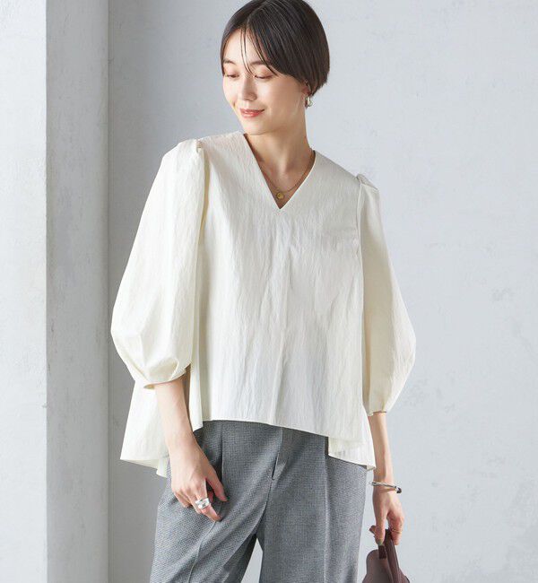 SHIPS for women「〈手洗い可能〉綿 ナイロン バック リボン ブラウス」|シャツ・ブラウス|