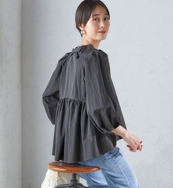 SHIPS for women「〈手洗い可能〉綿 ナイロン バック リボン ブラウス」|シャツ・ブラウス|