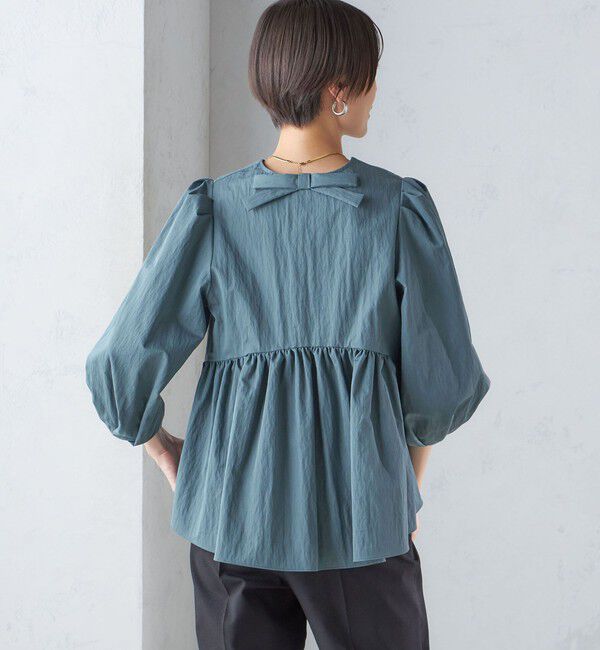 SHIPS for women「〈手洗い可能〉綿 ナイロン バック リボン ブラウス」|シャツ・ブラウス|
