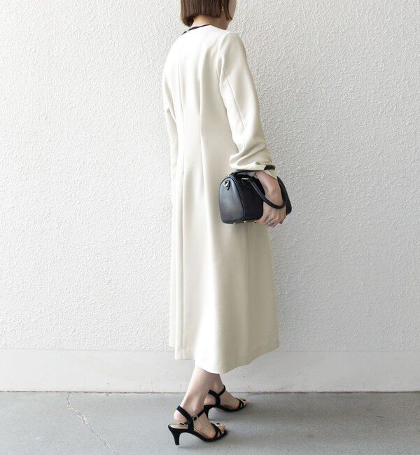 SHIPS any「【WEB限定】SHIPS any: ダブルクロス ウエスト タック Aライン ワンピース ［NAVY BLUE］」|ワンピース|