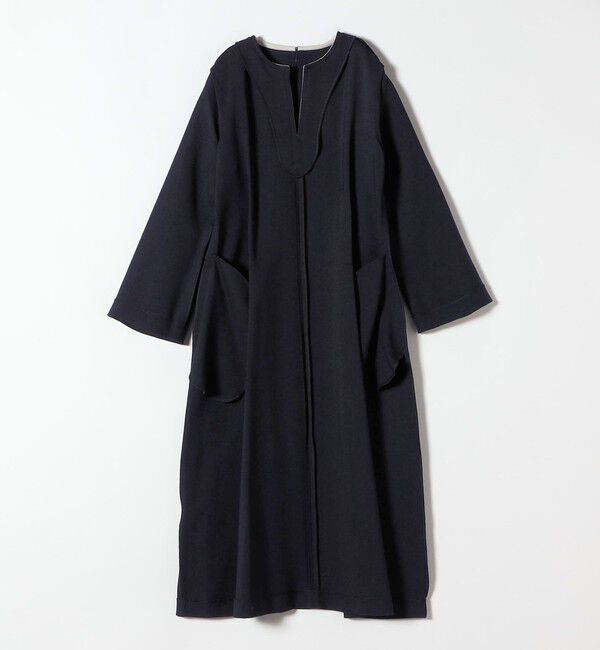 SHIPS any「【WEB限定】SHIPS any: ダブルクロス ウエスト タック Aライン ワンピース ［NAVY BLUE］」|ワンピース|