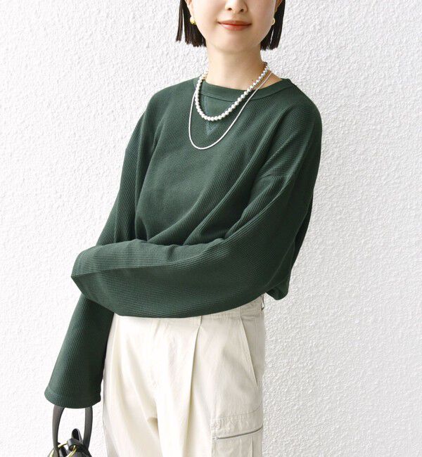 SHIPS for women「〈洗濯機可能〉ワイド スリーブ ワッフル プルオーバー」|Tシャツ・カットソー|