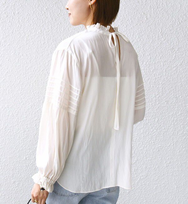 SHIPS for women「〈手洗い可能〉割繊 前後 2WAY 袖タック デザイン ブラウス」|シャツ・ブラウス|