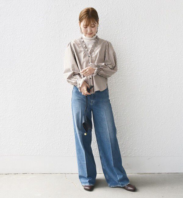 SHIPS for women「【WEB限定】〈手洗い可能〉 シャーリング Vネック 長袖 ブラウス」|シャツ・ブラウス|