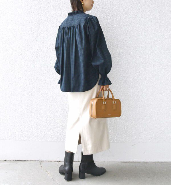 SHIPS for women「【WEB限定】〈手洗い可能〉 シャーリング Vネック 長袖 ブラウス」|シャツ・ブラウス|