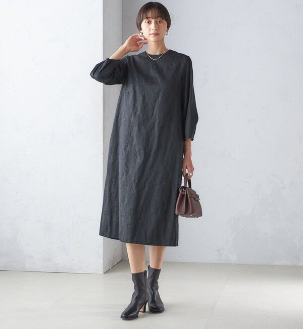 SHIPS for women「〈手洗い可能〉フラワー ジャカード フレア ワンピース」|ワンピース|