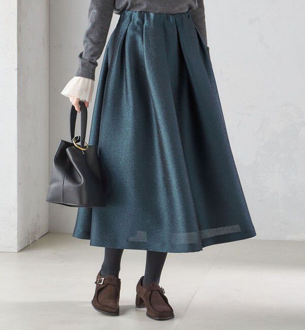 SHIPS for women「〈手洗い可能〉ラメ ブッチャー タック フレア スカート」|フレア|