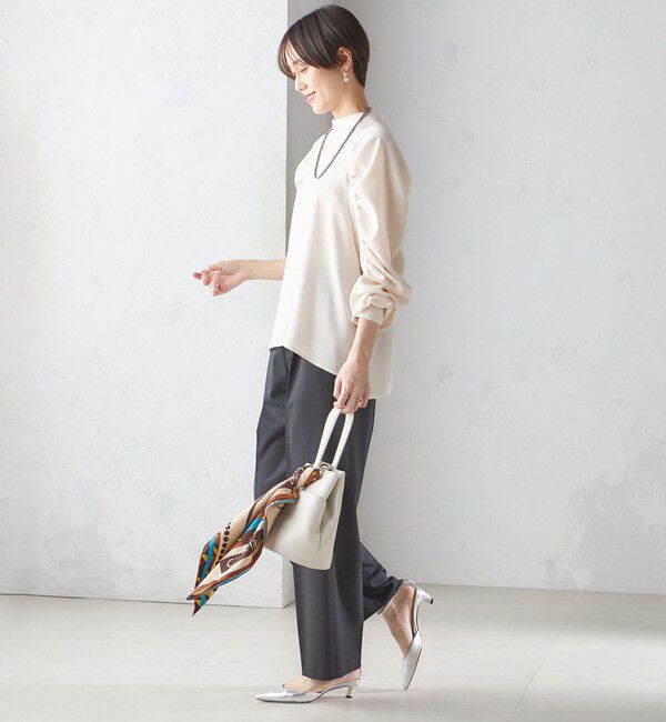 SHIPS for women「〈手洗い可能〉ストレッチ ジョーゼット 袖 ギャザー ブラウス」|シャツ・ブラウス|