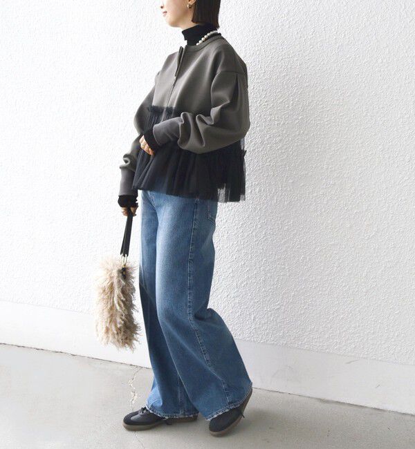 SHIPS for women「【WEB限定】 〈手洗い可能〉ダンボール &times; チュール ジップ 羽織」|その他|