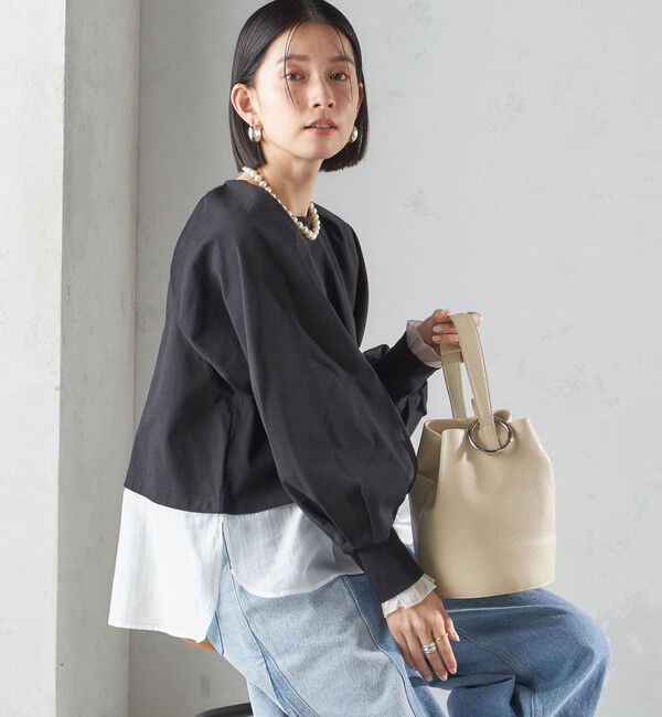 SHIPS for women「〈手洗い可能〉シアー コンビ タック プルオーバー」|Tシャツ・カットソー|ブラック