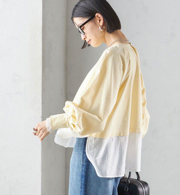 SHIPS for women「〈手洗い可能〉シアー コンビ タック プルオーバー」|Tシャツ・カットソー|クリーム