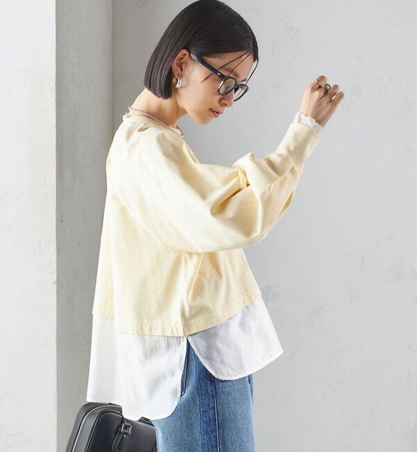 SHIPS for women「〈手洗い可能〉シアー コンビ タック プルオーバー」|Tシャツ・カットソー|