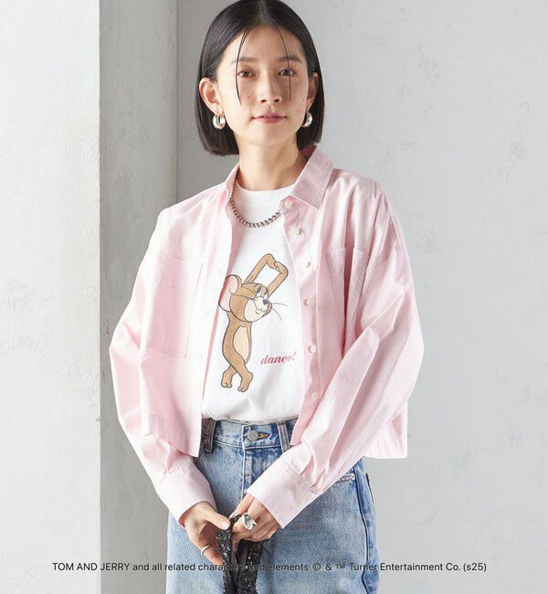 SHIPS for women「〈洗濯機可能〉ピン オックス 刺繍 クロップド シャツ」|シャツ・ブラウス|