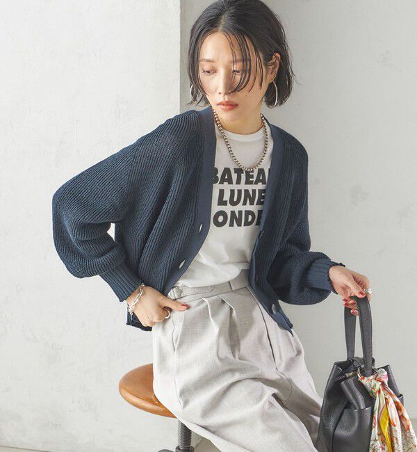 SHIPS for women「〈手洗い可能〉ペーパー ポリエステル Vネック カーディガン」|カーディガン|