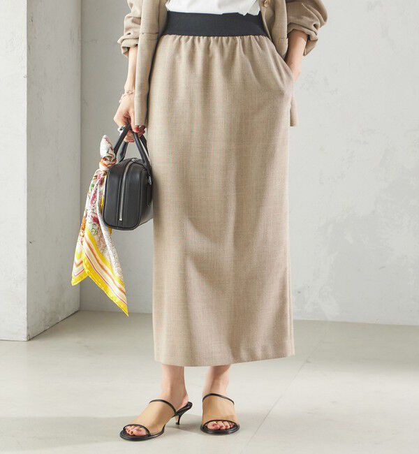 SHIPS for women「〈手洗い可能〉Asami 麻調合繊 ウエスト リブ タイト スカート」|タイト|