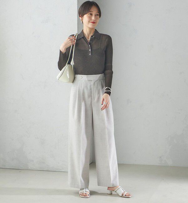 SHIPS for women「〈手洗い可能〉Asami 麻調合繊 2タック ワイドパンツ」|その他|