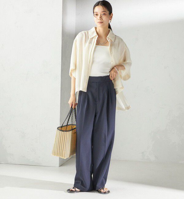 SHIPS for women「〈手洗い可能〉Asami 麻調合繊 2タック ワイドパンツ」|その他|