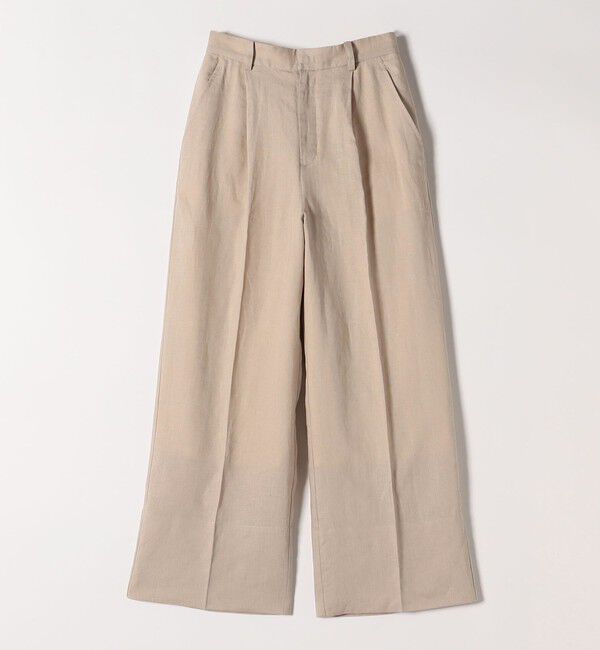 quaranciel「quaranciel:〈洗濯機可能〉リネン ミックス ワイド タック イージー パンツ」|スラックス|