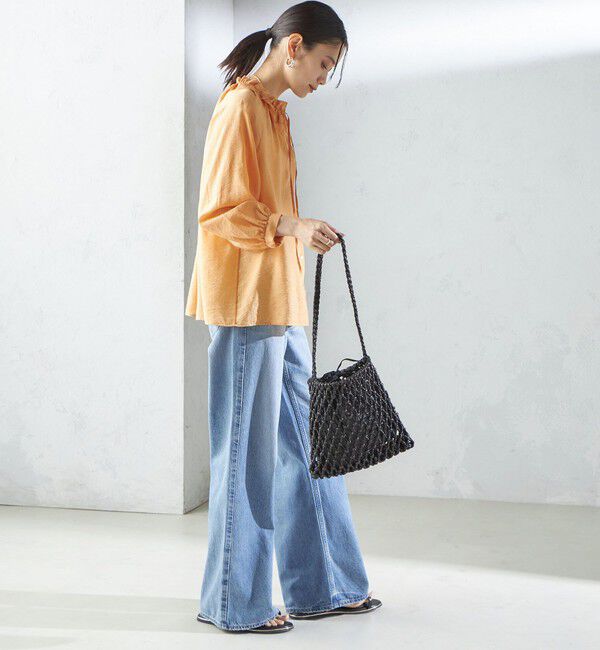 SHIPS for women「〈手洗い可能〉シルク混 シアー フリル ネック ギャザー ブラウス」|シャツ・ブラウス|