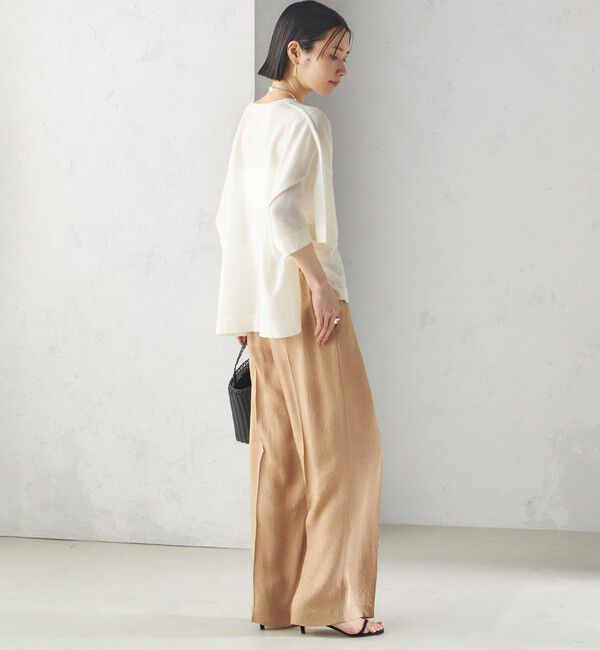 SHIPS for women「〈接触冷感/吸水速乾〉アセテート ワッシャー ウエスト デザイン パンツ」|スラックス|