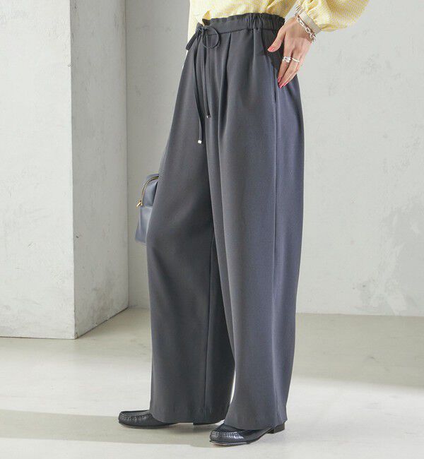 SHIPS for women「〈接触冷感 / 手洗い可能〉アセテート混 バック サテン ワイド パンツ」|その他|