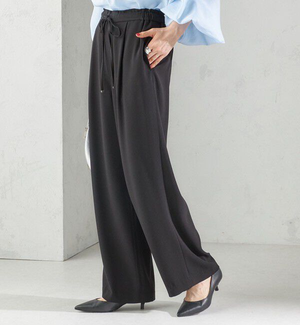 SHIPS for women「〈接触冷感 / 手洗い可能〉アセテート混 バック サテン ワイド パンツ」|その他|