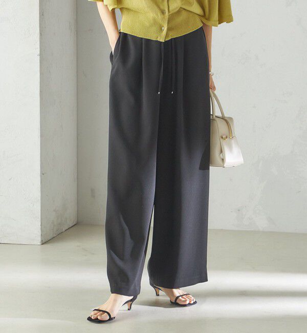 SHIPS for women「〈接触冷感 / 手洗い可能〉アセテート混 バック サテン ワイド パンツ」|その他|