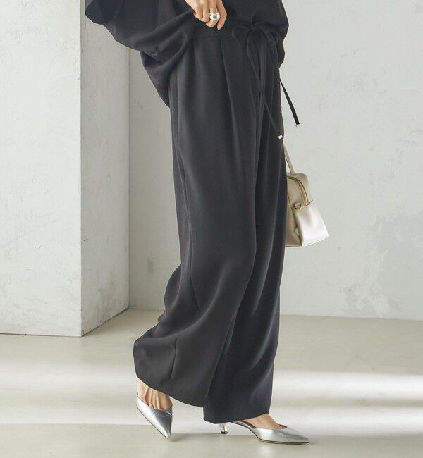 SHIPS for women「〈接触冷感 / 手洗い可能〉アセテート混 バック サテン ワイド パンツ」|その他|